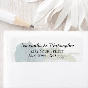 Elegante Teal Turquoise Roos Huwelijk Retouradres Etiket