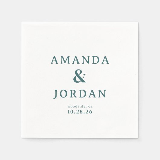 Elegante Teal Typografie Servet (Voorkant)