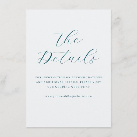 Elegante Teal Typografisch Informatiekaartje (Voorkant)