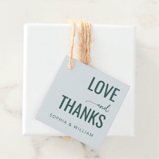 Elegante Teal Typografische Liefde Dank Bedankjes Labels (In situ)