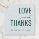 Elegante Teal Typografische Liefde Dank Bedankjes Labels (Voorkant)