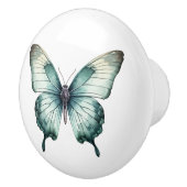Elegante Teal Vlinder Turquoise Blauwe Lade Knop (Rechts)