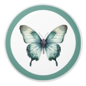 Elegante Teal Vlinder Turquoise Blauwe Lade Knop (Voorkant)