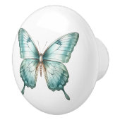 Elegante Teal Vlinder Turquoise Blauwe Lade Knop (Rechts)