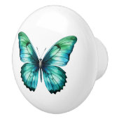 Elegante Teal Vlinder Turquoise Blauwe Lade Knop (Rechts)