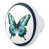 Elegante Teal Vlinder Turquoise Blauwe Lade Knop (Rechts)