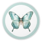 Elegante Teal Vlinder Turquoise Blauwe Lade Knop (Voorkant)