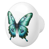Elegante Teal Vlinder Turquoise Blauwe Lade Knop (Rechts)