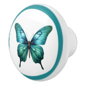 Elegante Teal Vlinder Turquoise Blauwe Lade Knop (Rechts)
