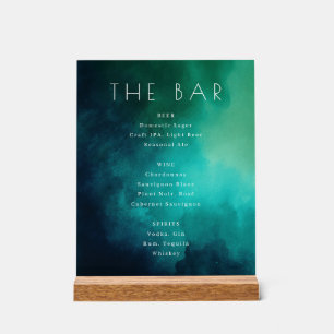 Elegante Teal Waterverf Bar Menu Acryl Bord