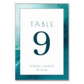Elegante Teal Waterverf Nummer Kaart (Achterkant)