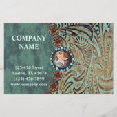 elegante teal western country lederen flyer (Voorkant)