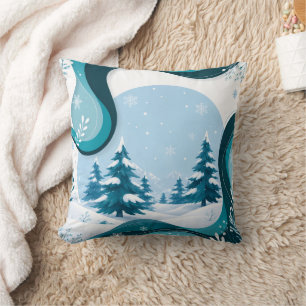 Elegante Teal Winter Wonderland Worpillow - Sneeuw Kussen