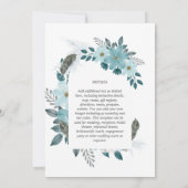 Elegante Teal Zeeglas Blauwe Bloemboog Trouwdag Kaart (Achterkant)