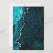 Elegante Teal Zilveren Agate Script Trouw Kaart (Achterkant)