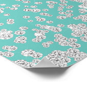 Elegante Teal Zilveren Confetti Bruidsfeest Poster (Hoek)