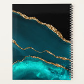 Elegante Teal Zwart Goud Marmer Monogram Planner (Achterkant)