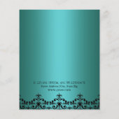 Elegante Teal & Zwarte Damast Flyer (Achterkant)