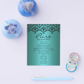 Elegante Teal & Zwarte Damast Flyer (Enkel)