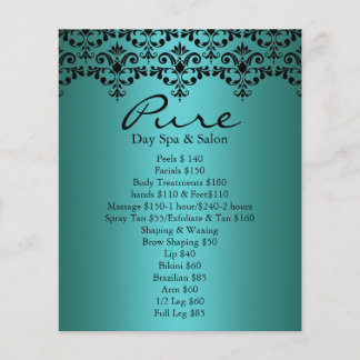 Elegante Teal & Zwarte Damast Flyer