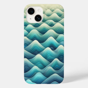 Elegante Tealblauwe Gradiënt Golven Hoesje Modern