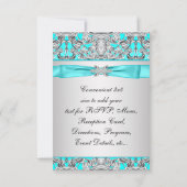 Elegante Tealblauwe RSVP (Achterkant)