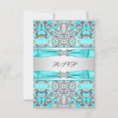 Elegante Tealblauwe RSVP Kaartje (Voorkant)