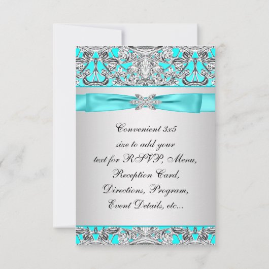 Elegante Tealblauwe RSVP Kaartje (Achterkant)