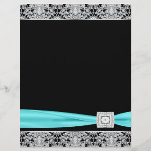 Elegante Tealblauwe Zilveren Flyer Sjabloon