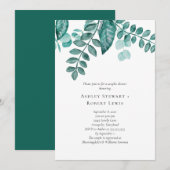 Elegante Tealgroen Waterverf Koppel Bruisfeest Kaart (Voorkant / Achterkant)