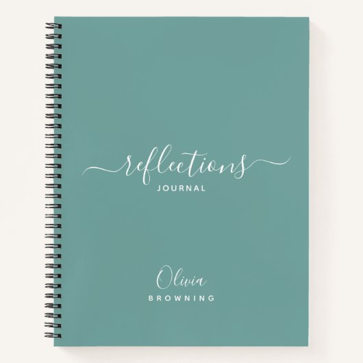 Elegante Tealgroene Reflections Journal Notebook Notitieboek (Voorkant)