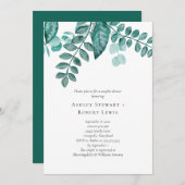 Elegante Tealgroene Waterverf Koppel Bruisfeest Kaart (Voorkant / Achterkant)