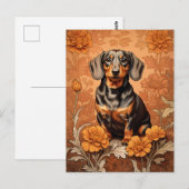 Elegante teckel en goudsbloemen briefkaart (Voorkant / Achterkant)