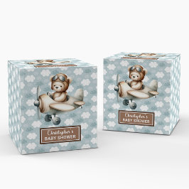 Elegante Teddy Bear Pilot Baby shower gunstbox Bedankdoosjes