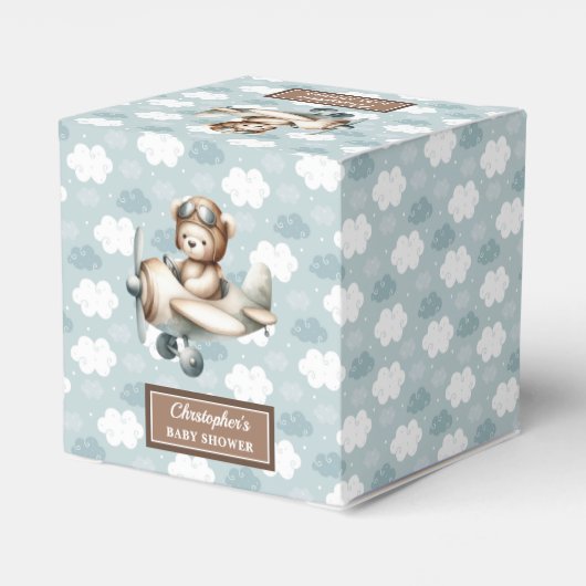 Elegante Teddy Bear Pilot Baby shower gunstbox Bedankdoosjes (Achterkant)