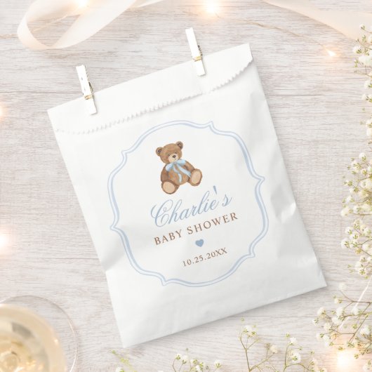 Elegante teddybeer babyshower decoratie bedankzakje (Geknipt)
