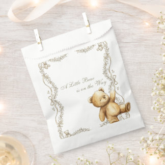 Elegante teddybeer babyshower favoriettasjes bedankzakje