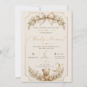 Elegante Teddybeer Babyshower Uitnodiging (Voorkant)