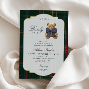 Elegante teddybeer met plaid ruitpatroon jongens b kaart