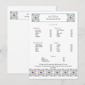 Elegante tegeldesign restaurant lunch menu (Voorkant / Achterkant)