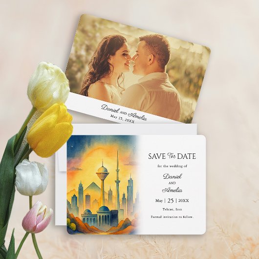 Elegante Teheran Iran Bewaar de Datum Trouwkaart Save The Date