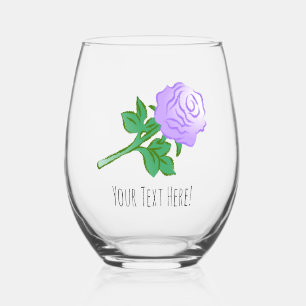 Elegante tekening van een violette roos wijnglas zonder voet