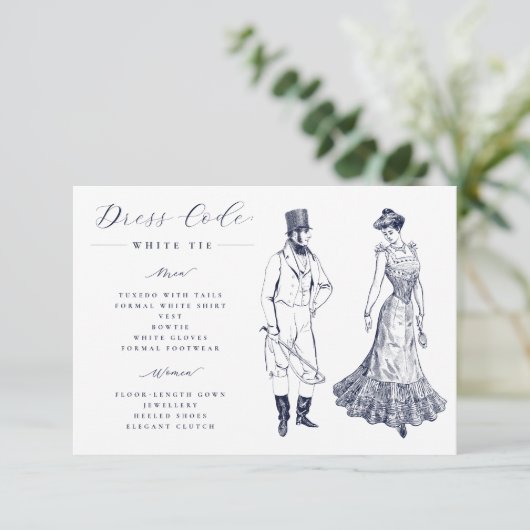 Elegante  Tekeningen Dress Code Trouwen Informatiekaartje (Staand voorkant)