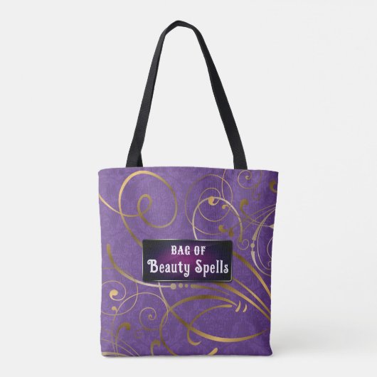 Elegante tekst bloeit Damask Tote Bag (Achterkant)