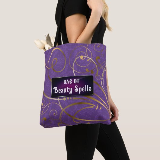 Elegante  tekst bloeit Damask Tote Bag (Dichtbij)