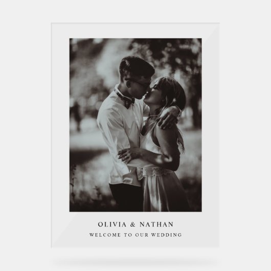 Elegante tekst en foto | Trouwbegroeting Acryl Bord (Voorkant)