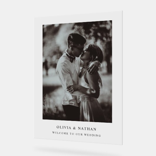 Elegante tekst en foto | Trouwbegroeting Acryl Bord (Hoek)