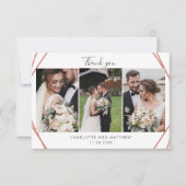 Elegante tekst en foto's bruiloft dank u bedankkaart (Voorkant)