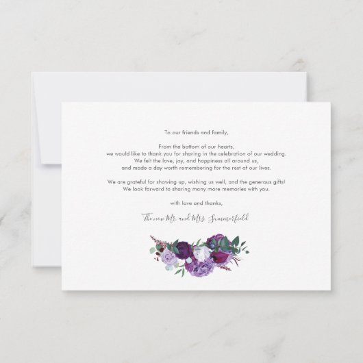 Elegante tekst en foto's bruiloft dank u bedankkaart (Achterkant)