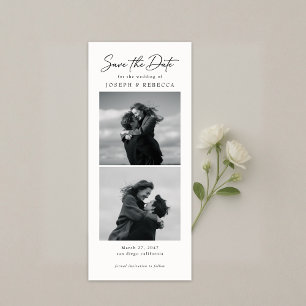 Elegante tekst en fotostrip Trouwboomkaart Save The Date